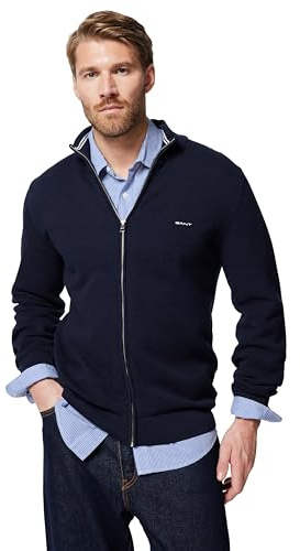 Gant Herren Cotton Pique Zip Cardigan Strickjacke (1er Pack)