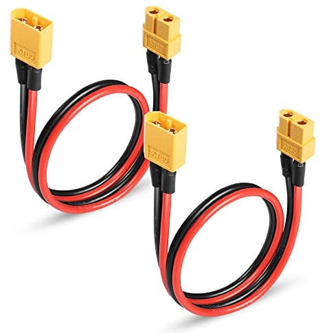 YAODHAOD XT60 Plug Extension Cable 12AWG 50CM Silicone Wire,XT60 Connector for RC Lipo Battery、DIY Spare Part Remote Control Toy Parts (2 PCS, XT60 50CM 12AWG)