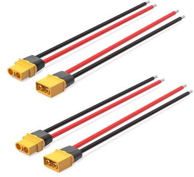 ELFCULB 2 Paar XT60 Stecker mit 12AWG Kabel,XT60 Männlich und Weiblich für RC Lipo Drohne Batterie Kabel(15 cm)