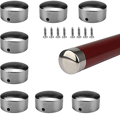 Rflaueo 8pcs PVC Round Handrail End Cap with 8 Pcs Stainless Steel Screws for 45mm Handrail (U16-8)