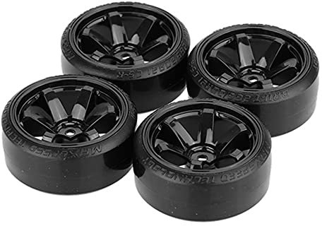 4 StüCk Reifen Felge Hartes Rad Reifen für 1/10 Driften RC Schwarz