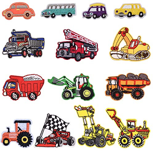 Sunshine smile Patch Sticker Cars,14 aufnäher Kinder,Zum Aufbügeln für DIY,Patches zum Aufbügeln,Applikation Flicken Zum Aufbügeln,Patch Sticker,Patch Sticker Kleidung,Jeans Kleidung Patches