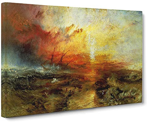 J.M.W. Turner The Slave Ship Classic Painting Canvas Wall Art Print Ready to Hang, Framed Picture for Living Room Bedroom Home Office Décor, 20x14 Inch (50x35 cm)