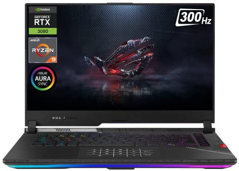 ASUS ROG Strix Scar 15 G533 Gaming Laptop, 15.6” FHD 300Hz Display, AMD Ryzen 9 5900HX, NVIDIA GeForce RTX 3080, 16GB RAM, 1TB PCIe SSD, Keystone, RGB Keyboard, Windows 11 Home, Black
