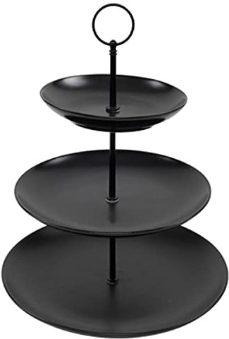 Home4You Etagere - Schwarz - Porzellan - 3 Etagen