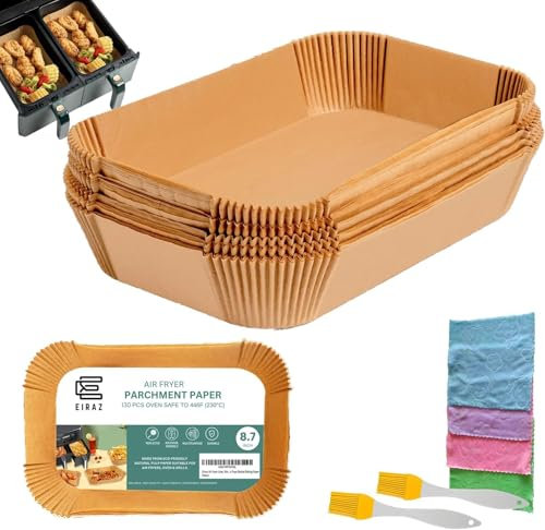 EIRAZ Air Fryer Liners Pack of 120, Disposable Rectangular Air Fryer Accessories, Airfryer Liners for Ninja AF300UK AF400UK, and DualZone Air Fryer (8.7 Inches)