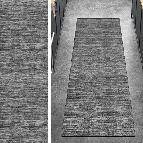 Ymural Teppich Läufer Lang Flur Kücheteppich Modern 120x250CM Grau Kücheläufer rutschfest Teppichmatten Teppichläufer Waschbar Kurzflor Polyester Korridor Schlafzimmer, Anpassbar Breite 40-120cm