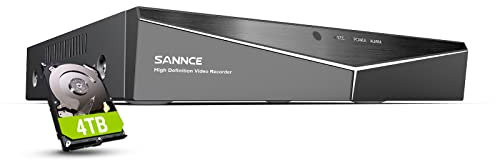 SANNCE 1080P 16-Kanal CCTV DVR mit 4TB Festplatte, H.264+ Hybrid 5-in-1-Überwachungskamera-Recorder, unterstützt 2 MP TVI AHD CVI CVBS analoge IP-Überwachungskameras, Fernzugriff, Bewegungsalarm