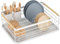 Dreamhigh Escurridor de Platos, Escurridor de Platos para Fregadero con Bandejas de Goteo Extraible,Soporte de Cubiertos, Soporte de Vaso, Apto para Familia de 3-5 Personas