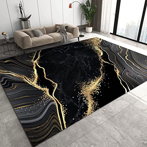 Luxuriöser Marmor Aus Schwarzem Gold Teppiche Gegend, Abstrakte Nachthimmel-graue Strichzeichnungen Dekorativer Teppich für Wohnzimmer, Schlafzimmer, Esszimmer Badezimmer Küche Flur Läufer 60 x 120cm