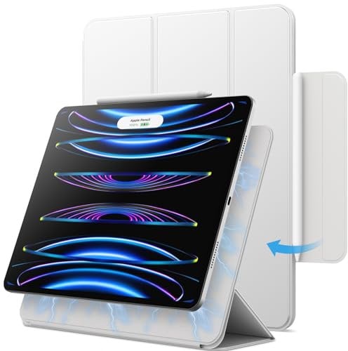 JETech Magnetische Hülle für iPad Pro 12,9 Zoll 2022/2021/2020/2018 (6./5./4./3. Generation), Pencil 2. Generation Aufladung, Schutzhülle Auto Wachen/Schlafen (Silber)