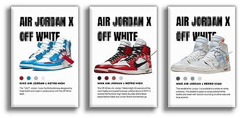 ppARK 3 Stück Hypebeast Sneaker Poster Schuhe Leinwand Druck Ästhetische Wandkunst, Bilder für Teenager, Jungen, Jungs, Männer, Raumdekoration 30x45cm Ungerahmt