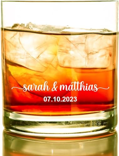 Personalisiertes Glas mit Gravur Wunschtext Name Datum Whisky Gläser Geschenk Weihnachten Hochzeit Set personalisiert Wunschname Whiskey (1 Whiskyglas)