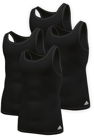adidas Herren Tank Top Unterhemd langlebig feuchtigkeitstransportierend 4 er Pack, Farbe:Black, Bekleidungsgröße:XXL