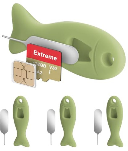 FIDWALL 4er-Pack SIM-Karten-Entfernungswerkzeug mit integriertem SIM-Kartenspeicher – enthält Auswurfstifte, Nadelöffner, kompatibel mit iPhone, Samsung und weiteren Mobiltelefonen (4er-Pack, Grün)
