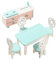 Mini Muebles de Casa de Muñecas de Madera,Estufa de Cocina y Fregadero para Casita de Muñecas de 6 Piezas, Mesa y Sillas, Accesorios de Simulación en Miniatura Juguetes para Niños(Rosa + Verde)