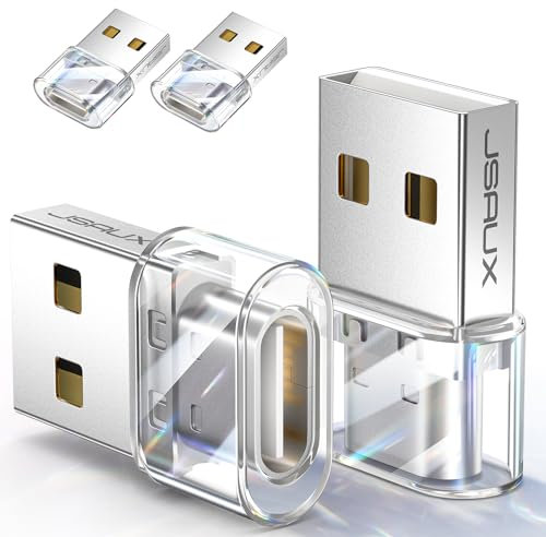 JSAUX Adattatore USB C a USB 4 Pezzi, Convertitore di Carica Tipo-C Femmina a Maschio Compatible con Apple Watch 9 8, iPhone 16 15 14 13 Pro Max, Samsung Galaxy S24 S23 S22-Crystal