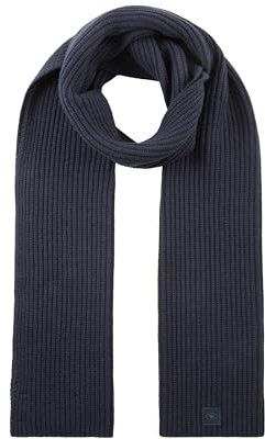 TOM TAILOR Herren Basic Schal aus Rippstrick, 13160 - Knitted Navy Melange, ONESIZE