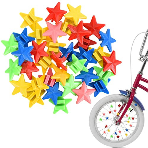 Daelesr 72 Stück Bunte Fahrradspeichenperlen, Sterne Fahrrad Speichen Dekoration,Fahrradspeichen Fahrrad Zubehör, Fahrrad Speichen Clips Perlen, Kunststoff Clip Speichenreflektoren Fahrrad Kinder