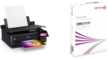 Epson EcoTank ET-8550 3-in-1 Tinten-Multifunktionsgerät & Xerox 003R90569 Performer Kopier-/Drucker-/Universalpapier, DIN A3, 80 g/m², 1 Pack a 500 Blatt, weiß