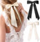2 Pezzi Fermagli per Capelli con Nastro Lungo in Raso di Seta, Mollette Capelli Donna Eleganti con Fiocco, Fiocchi per Capelli per Donna, Fermaglio per Capelli con Fiocchi di Raso, Nero, Beige