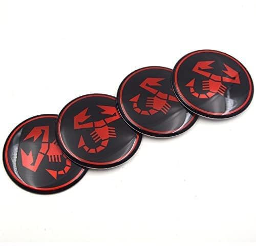 4 Stück Radnabenkappen für Abarth 50mm, Nabendeckel Aufkleber Radnabenabdeckung Nabenkappen Radnabenkappen Felgen Aufkleber Auto