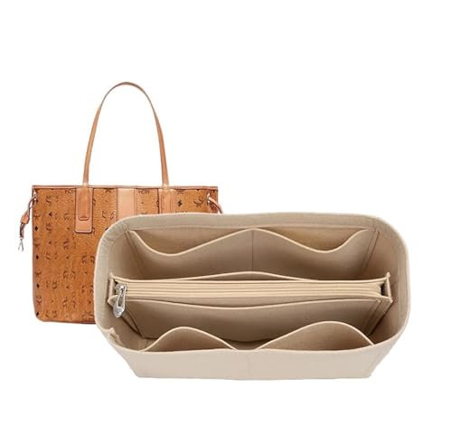 Taschen-Organizer-Einsatz for MCM Liz Tote Bag Tote Liner Bag Organizer(Beige b,M)
