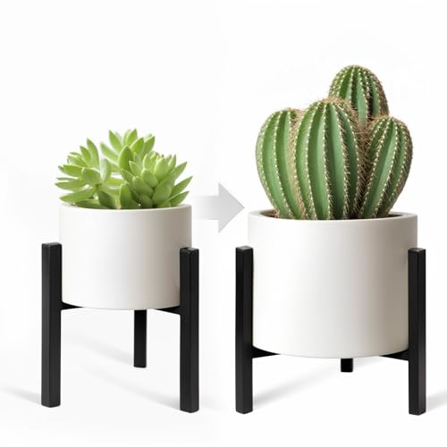 HZ-WONMIO Verstellbarer Pflanzenständer für den Innen- und Außenbereich,Großer Metall-Blumenständer，Passend 30-40cm für verschiedene Blumentopfgrößen，Blumentopfständer,Schwarzes Quadrat-1Pack