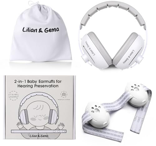 Lilian&Gema 2 en 1 Casque Anti Bruit Bébé, Casque Bébé Anti Bruit, Confortable et Réglable, Protection Auditive pour les Enfants de Moins de 48 Mois, Convient pour le Sommeil et les Activités