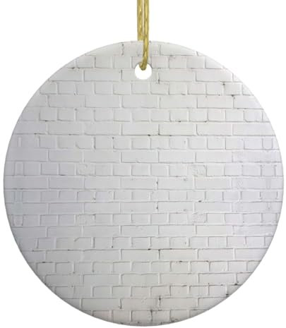 Old White Brick Wall Print - Albero di Natale in ceramica, ornamenti da appendere per casa, feste, vacanze, decorazioni