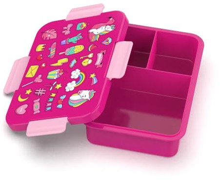 Generisch Kinder Brotdose Magische Traumwelt Rosa – Bento Lunchbox mit 3 Fächern, auslaufsicher & BPA-frei – Mikrowellen- & Spülmaschinengeeignet – Pausenbox für Kita & Schule, 1120 ml