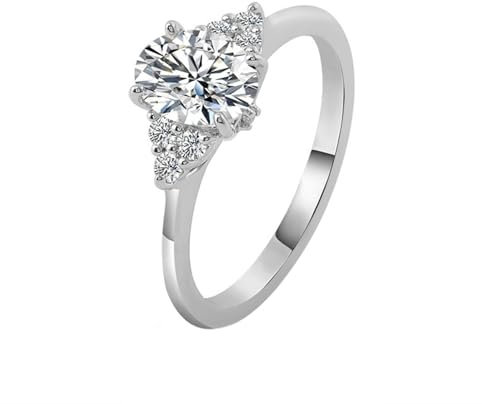 KnSam Echtgold Schmuck Eheringe Weißgold 9K, Klassiker Partnerringe mit 1ct Moissanit Oval, Au375 Gold Freundschaftsringe, Gr.54 (17.2)