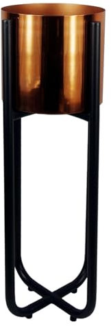 Tall Black Stand with Copper Metal Planter 62cm x 18cm