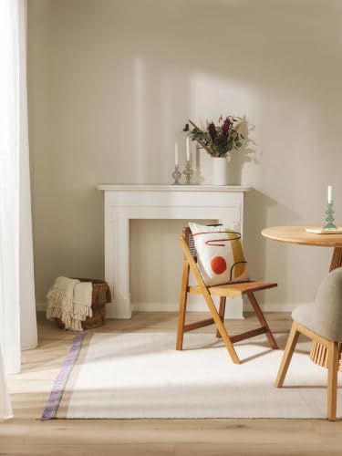 benuta Pop Wollteppich Karla - Lila 120x170 cm - Wolle - Rechteckig & im Style: Fransen, Uni, Natural Living - Pflegeleicht für Wohnzimmer Schlafzimmer