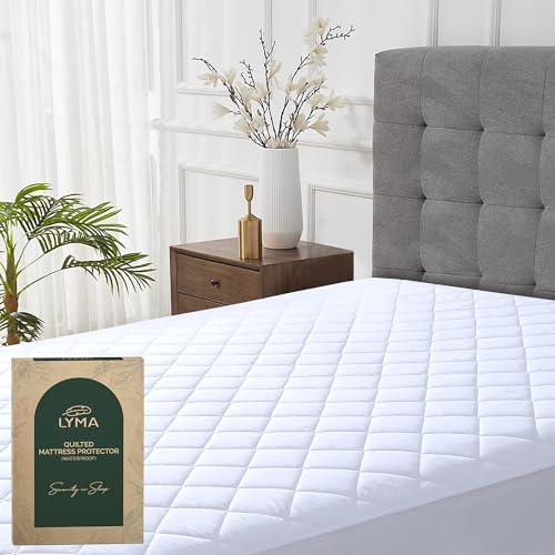 LYMA Bedding Quilted Mattress Protector, 100% Waterproof Extra Deep 30CM Fitted Cover, Soft Breathable Bed Mattress Pads, Super Absorbent Design, Washable Non-Noisy Elasticated Topper (White, King)