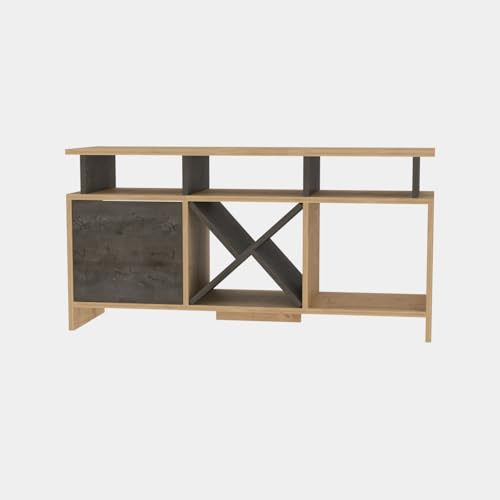 DECOROTIKA Auburn 120 cm Special Design TV Stand with Cabinet and Shelves (Oak and Wenge)