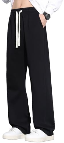SHAGGA Pantaloni della tuta da uomo con orlo aperto dritto e cintura elastica con tasche per corsa, palestra, allenamento
