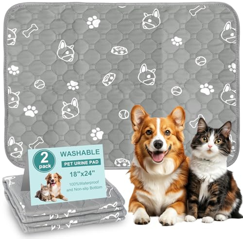 Gykutix 2 Stück Wiederverwendbare PIPI Matten für Hunde, 45 x 60 cm Welpen Unterlagen Waschbar Puppy Pads für Meerschweinchen,Kaninchen,Hamster,Haustier,Inkontinente Hund, Training& Käfig