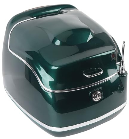 CFTGIW 38L Motorrad-Gepäckaufbewahrung Topcase, Wasserdichtes ABS-Material, Universelle Passform für Motorräder, Roller, mit Grundplatte mit Schlüsselschloss (dunkelgrün)