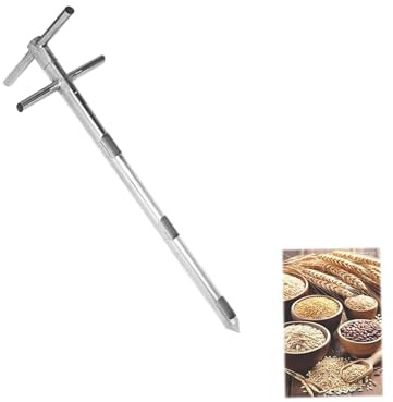 Provtagningssond för gödselmedel i rostfritt stål – kornprovtagare med 3 slitsar för ris, majs, vete och sojabönor, 38 mm i diameter, 1 m lång, hållbart verktyg för pulverprovtagning