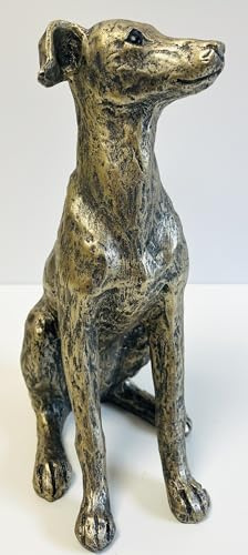 My Square Mile Royal Greyhound Gold Decorative Dog Statue, 29cm Height, Indoor Outdoor Garden Ornament, Vintage Effect Resin