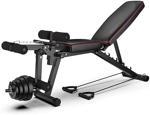 Banco De Musculacion Multifunción, Ajustables Banco Musculacion Plegable Inclinación con Curler Piernas, para Entrenamiento Cuerpo Completo, para Gimnasio casa Este producto no incluye mancuernas