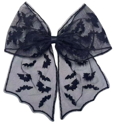 Pinza de Pelo Lazo de Tule Murciélago para Halloween, Accesorio Gótico Oscuro, Clip Estilizado Ligero 3D