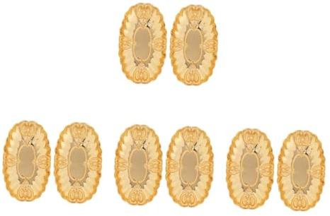 PRETYZOOM 8 Piezas Bandeja de almacenamiento de joyas de hierro forjado bandeja de joyería grabada plato porta joyas portavidía plato de joyería planchar Dorado