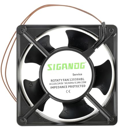 SIGANDG Ventilador fan axial 120x120x38 mm, Ventilador de estufa, alta temperatura, de aspas metálicas, para cassette de chimeneas insertable