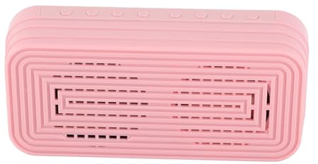 ZJchao Rechargeable Alarm Clock with Bright Mirror Display and Loud Volume, Portable Digital Wireless Speaker for Bedroom (Pink)
