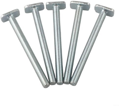 Besttoolifes T-Nutenschrauben- und Muttern-Set mit M8-Gewinde für Holzbearbeitungsvorrichtungen, Frästische, Bohrmaschinenzäune und Kappsägen, 5-teiliges Befestigungsset (5 Stück M8-Schrauben)