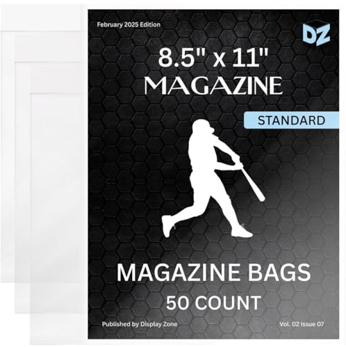 (50 Count) Display Zone Magazine Bags 8-3/4 X 11-1/8 - Acid-Free Polypropylene Plastic Sleeves - Crystal Clear Protection for Your Magazines - Archival Storage Covers for Collectors (Standard)