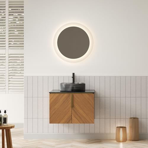 Mueble de Baño con Lavabo de Cristal, Piedra Sinterizada, Roble, 61x50x52.6 cm