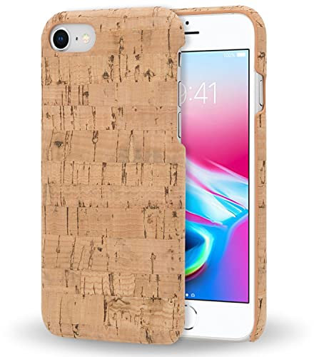 NALIA Kork Hülle kompatibel mit iPhone SE 2022 / SE 2020/8 / 7, Natur-Holz Hardcase Cover Muster Schutzhülle Dünn, Holzhülle Handy-Tasche Cork Case Backcover Handyhülle, Motiv:Light Cork